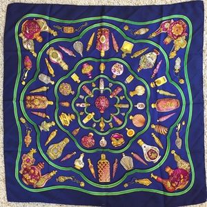 Hermes Carre 90 Vintage Perfume Bottles Scarf